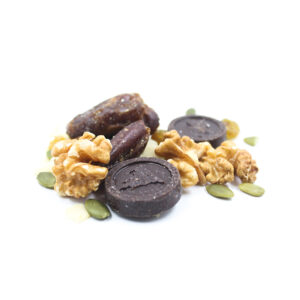 MIX DEPORTISTA - Nuez M, Alamendra Laminada, Pasas Rubias, Datiles, Zapallo,Chocolate 60% cacao Mone