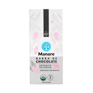 Barra De chocolate 79% cacao  con Eritritol 100gr Marca Manare