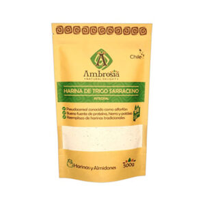 Harina de Trigo Sarraceno 500gr  sin Gluten Veganos non GMO  Marca Ambrosia