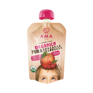 Pure de Frutas pasteurizado Organico Manzana Frambuesa 90gr Marca Ama