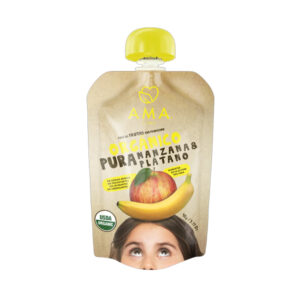 Pure de Frutas y Verduras  Pasteurizado Manzana  Platano Organico 90KL   Marca Ama
