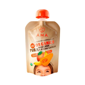 Pure de Frutas Organico Manzana Platano Zapallo 90KL Marca Ama